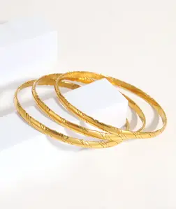Gold coating 3-piece set / series bracelet, a fashionable jewelry gift suitable for men. Stainless steel bracelet - curved metal wire design, fashionable layered bracelet, elegant and simple bracelet.classic gift