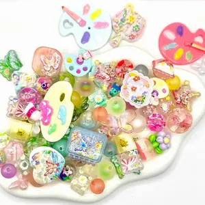 (NEW) Brush Strokes; Colorful Resin and Acrylic Beads & Charms Mix for DIY Beaded Pens Keychains Phone Chains and Other DIY Jewelry Accessories Crafts or Projects