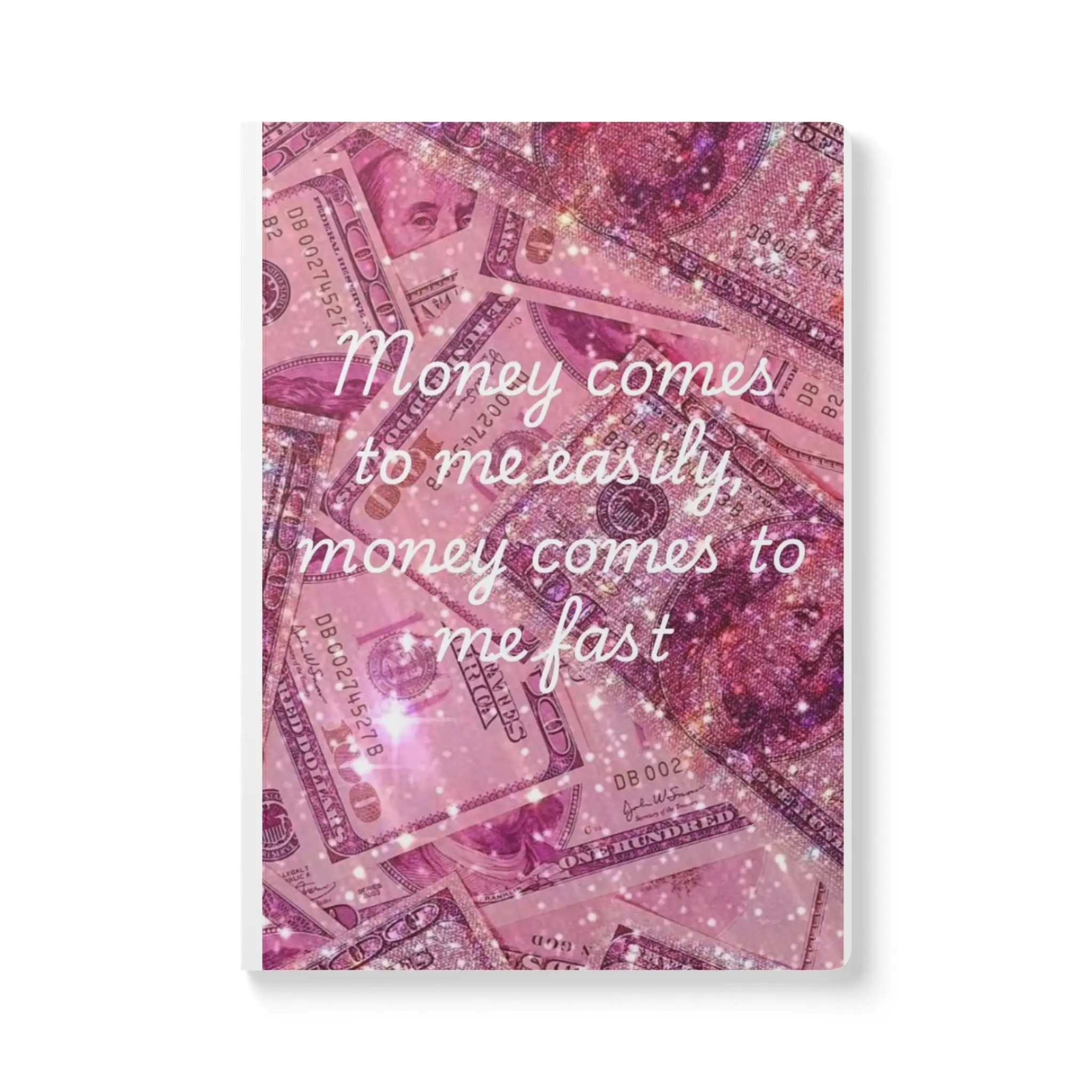 Money Affirmation Journal | Pink Glitter Cash Vision Notebook