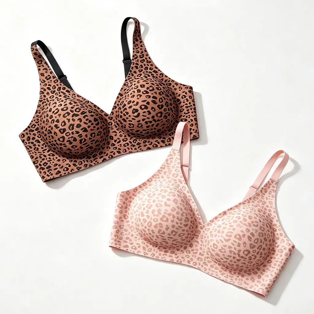 Jelly Bra, Leopard Print, Wireless Bras, Seamless Bra, Natural Lift & Buttery Soft woman