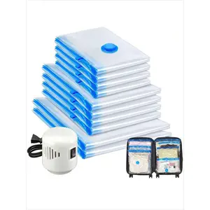 10 Pack Vacuum Storage Bag With Electric Pump, Vacuum Sealing Bag, Suitable For Clothes, Luggage, Quilts And Blankets, Travel Necessities, Saves 80% Of Space