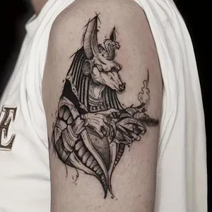 6 Large Herbal Tattoo Stickers, Containing 1 One Anubis Elements and 5 Random Styles, Lasting for 7-15 Days, Waterproof and Anti-Friction, Realistic Effect, Suitable for People Who Don't Want Tattoo Pain