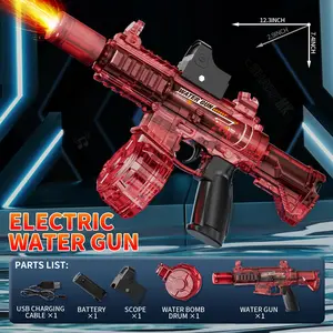 2026 New Automatic Electric Water Gun with Large Capacity, Powerful Spray, Super Long Shooting and Lighting Function. Perfect Gift for Adults and Children. Includes USB Charging Cable for Long Life. Durable and Convenient Flame Spray Toy Water Gun.