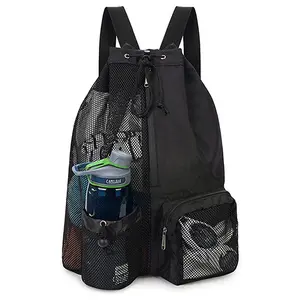 New Swimming Bag Mesh Drawstring Backpack with Wet Pocket, Beach Backpack Gym and Exercise Equipment Bag, Sports Essentials