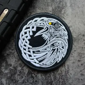 Scandinavian Symbol Raven Tactical Patch Viking Morale Embroidery Patches Hook&Loop Emblem Military Badge Backpack Stickers