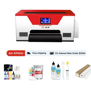 A-SUB A3 DTF Printer XP600 with Free Materials Kits Includes Ink Powder and Shipping Offers for Custom Apparel Printing