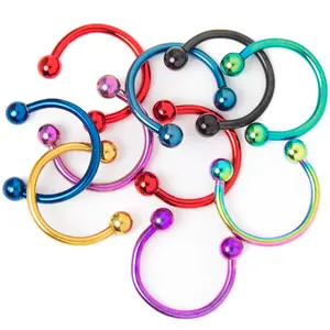 10 Pack Anodized Titanium 16ga-3/8"(10mm) Horseshoe Circular Barbells