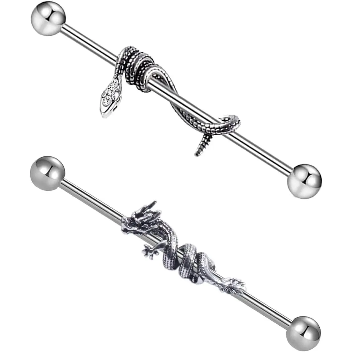 316L Surgical Steel Industrial Barbell Piercing Earrings, 14G/16G Cartilage Body Piercing Jewelry for Women & Men