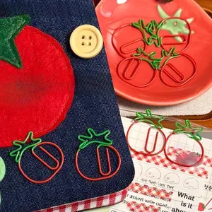 5pcs/set Red Color Vegetables Paper Clip Creative Design Retro DIY Fix Photocard Clip Kawaii Non-sticky Note Memo Pad Clip