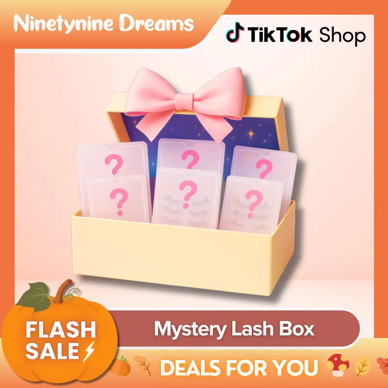 Ninetynine Dreams Mystery Lash Box (Get 3, 6, or 10 Unique Lashes Styles) May include strip, cluster, lower lashes, [NO GLUE] self-adhesive lashes, Manhua Lashes Book, Beginner-Friendly Ultra-Thin Band Reusable Lashes, Perfect For Holiday Gifts & Surprise