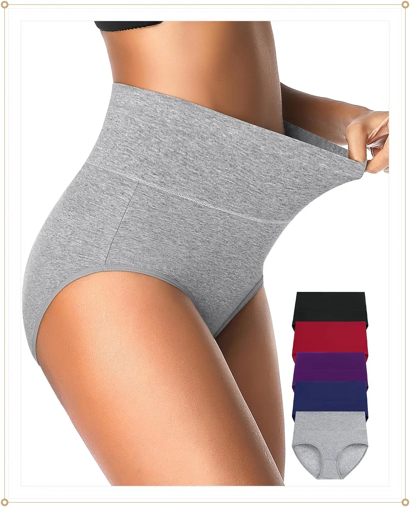 CULAYII Tummy Control Underwear for Women High Waisted Panties Full Coverage Cotton Postpartum Briefs Stretch Ladies UndiesGift