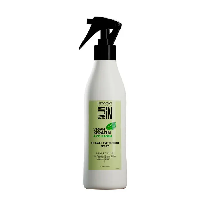 RECAMIER Thermal Protection Hair Spray - Lightweight Leave-In Liquid Treatment for Shiny Hair, Plant Based with Vegan Keratin & Collagen, Unisex Haircare, 10.14 fl oz (300ml)