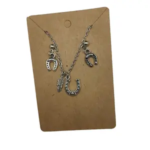 Horse Shoe Necklace & Earrings Set - 18 Inch Chain with 1cm Post & 2cm Pendant