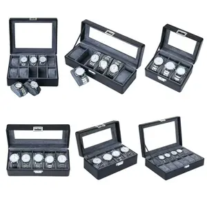 New Watch Jewelry Storage Box, Glass Transparent Flip Cover, 3-12 Slots, Organizer for Watches and Accessories, Watch Protector