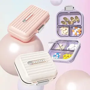 Cute Portable Pill Organizer, 7-Grid Moisture-Proof Healthcare Medicine Storage Box for Travel and Daily Use,summervibes