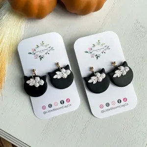 Black Cat Polymer Clay Earrings - Halloween Earrings jewelry