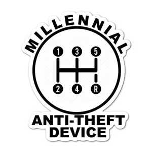 3" Millennial anti-theft device Stick shift Laminated laptop tablet sticker gift for friends and family perfect for laptops, kindle, pc, tablet, mug, tumbler and more vehicle car auto drive transmission