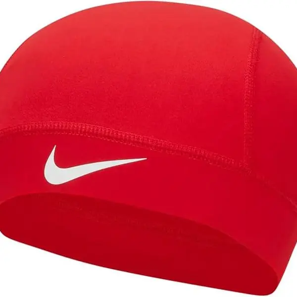 Nike Dri-Fit Breathable Skull Cap 3.0 - Red/White Check Pattern, Unisex One-Size All-Seasons Beanie with Logos, Sports Hats for Outdoor Sports