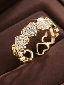 Luxury Heart Rings for Women & Girls Synthetic Gemstone Female Wedding Rings Promise Open Adjustable Engagement RingWomen Jewelry Gift Heart Shaped Engagement Ring