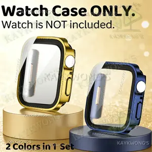 KAYKWONG'S 2 Counts Hard PC Case with Tempered Glass Screen Protector, Ultra-thin Scratch Resistant Cover for iWatch Series 49mm 46mm 45mm 44mm 42mm 41mm 40mm 38mm