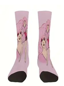 Jem and the Holograms Jem style socks, medium tube height, shock absorption, non-slip, thickened, suitable for outdoor activities, basketball, football, cycling, mountaineering, printed socks, couple socks, exquisite patterns, holiday gifts
