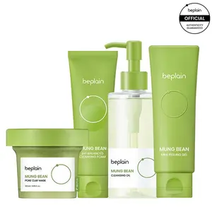 [beplain official] Ultimate Cleansing Reset Skin Detox Recipe | Mung Bean Cleansing Oil + Foam+ Peeling gel+ Clay Mask | Moisturizing Kit