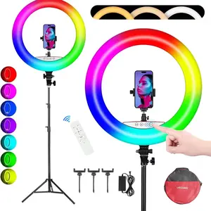 Ring Light with Stand and Phone Holder, 18" Ring Light Tripod for iPhone, Professional LED Circle Light with 70" Tripod, Selfie Ringlight for Live Streaming, Makeup, Barber, TikTok, YouTube, RGB#Easter Day