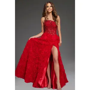 Jovani -38317 Strapless Floral Beaded Ball gown