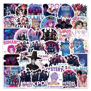 50Pcs K-POP Girl Group Anime Cartoon Graffiti Stickers, Waterproof Vinyl Decals for Luggage Laptop Water Bottle, DIY Decor Stickers Bulk Wholesale Kpop Demon Hunters Party Set