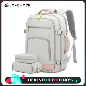 LOVEVOOK Travel Backpack For Women & Men, 40L & 50L Carry On Backpack Flight Approved, TSA Personal Item Travel Bag Fits 17 Inch Laptop, Business Weekender Overnight Waterproof Daypack With 2 Cubes