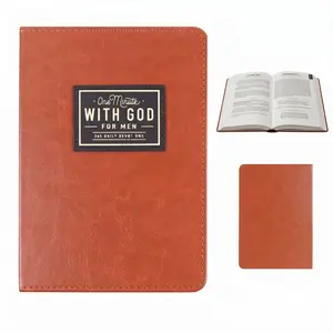 One Minute With God for Men 365 Daily Devotions Faux Leather Book | Christian Gifts for Husband, Dad, Son | Quick 1-Minute Daily Prayer & Bible Study Spiritual Growth Journal | Meaningful Religious Birthday Fathers Day Gift for Him Aesthetic Brown Cover