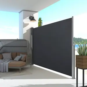 MCombo Fully Assembled Aluminum Side Awning, Retractable Waterproof Sunshade & Privacy Screen for Patio, Garden & Balcony