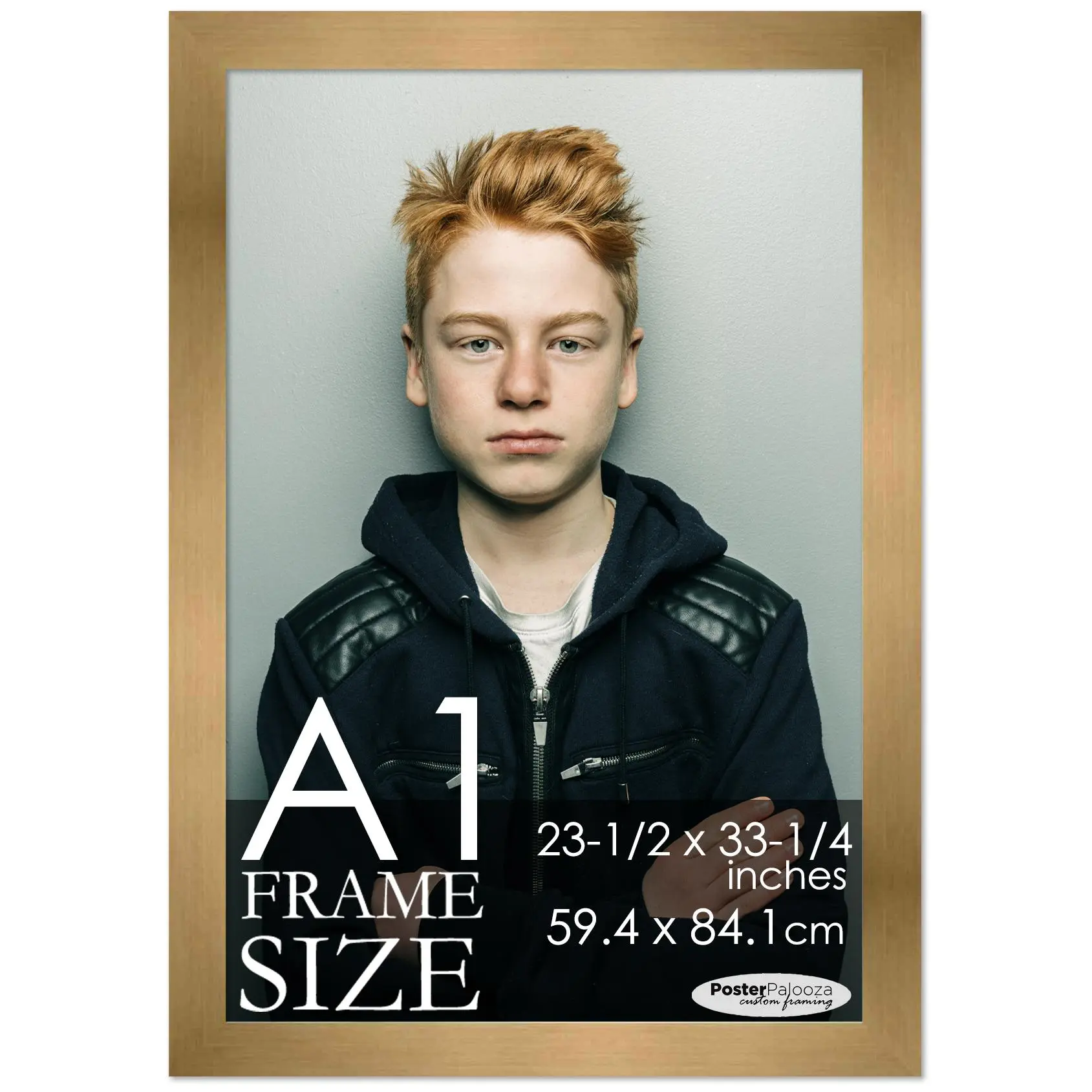 A1 Frame Gold Bronze Modern Minimalist 23.5x33.25 Frame - Wood A1 Picture Frame, UV Acrylic