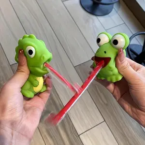 Pack of 2, creative tongue sticking out and pinching called little dinosaur, bb whistle sound toy frog, decompression and decompression children's toys