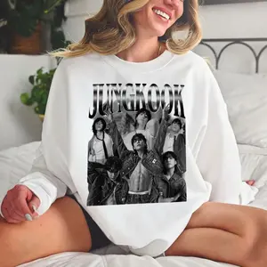Black & White Edition Jungkook Unisex Sweatshirt, 90s Vintage Style Hoodie, Kpop Inspired Pop Culture Tshirt, Unisex Sweater Pullover Tee