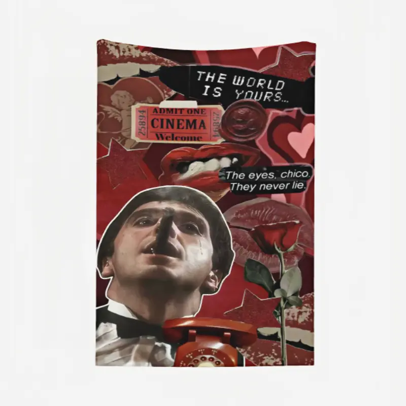 Scarface Tony Montana Flat Weave Throw Blanket - Ultra Soft Plush, Gun Fight Scene & Miami Skyline Print, Gangster Epic Themed, Cozy Lounge Essential for Fans