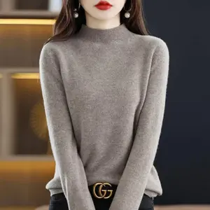 100% Pure Wool Half-Neck Pullover for Autumn and Winter — New Women’s Casual Cashmere Knit Top/Coat, 19 Colors