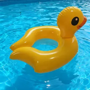 Cute Animal Shaped Inflatable Swim Ring Duck or Flamingo Option, Thickened PVC, Fun Float for Summer Water Play, Kids Swimming Toy