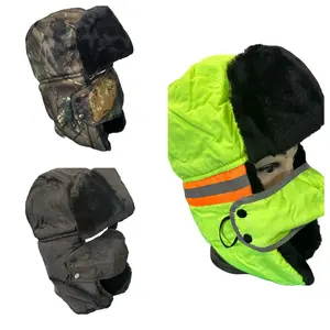 Men's Trooper Trapper Hat Warm Winter Hats with Removable Face Mask Waffles Faux Fur Hunting Outdoor Hat for Cold Weather - Warmth