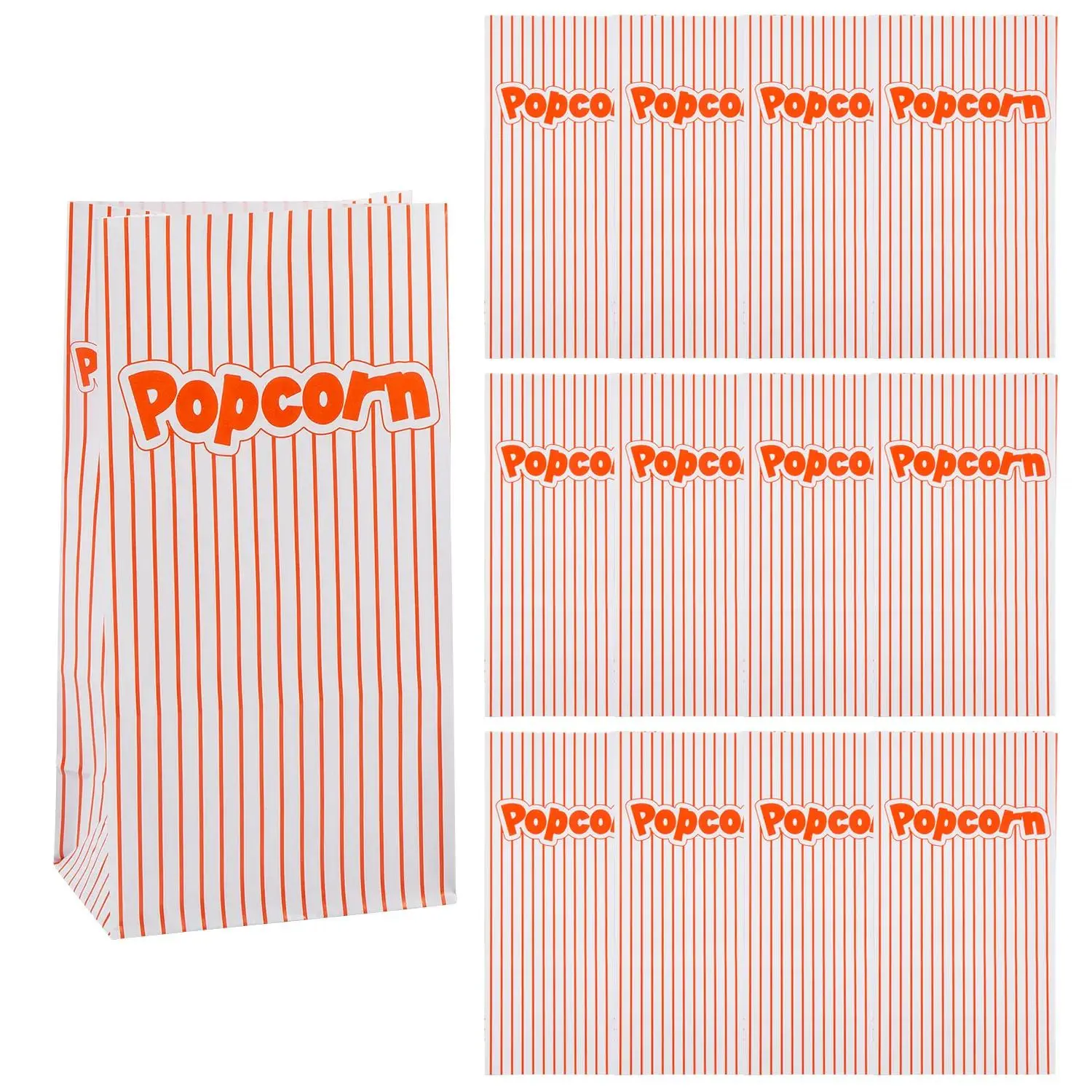 5 1/4" x 10" Red-and-White Striped Popcorn Paper Bags – 12 Pc.