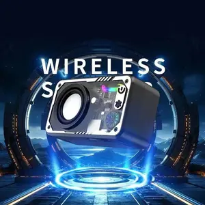 Upgraded 2026 Wireless Bluetooth Speaker RGB Explosion Lights, Futuristic Grid Heart Circuit Board, Loud Bass Portable Speaker TWS Pairing