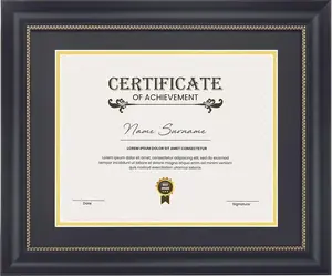 Diploma Frame with HD Real Glass, Display 8.5x11 diploma document with Double Mats, 11x14 Picture Frame Matted for 8.5x11 document, Tabletop & Wall Mount, 8.5 by 11 Black certificate frame