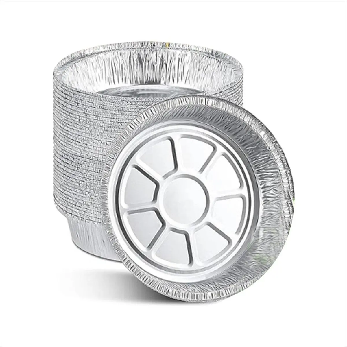 Aluminum Foil Bowl Liners, 7 Inch Round Reusable Pans for Air Fryer, Baking, and Camping - Heat Resistant with Raised Edge, 50-Pack, Cookware, Disposable, Round Shape, Aluminium, Non-Stick, Economical