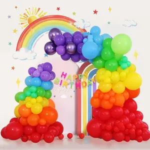 204pcs Rainbow Balloon Arch Kit with Banner for Birthday Wedding Baby Shower Party Decor Set!