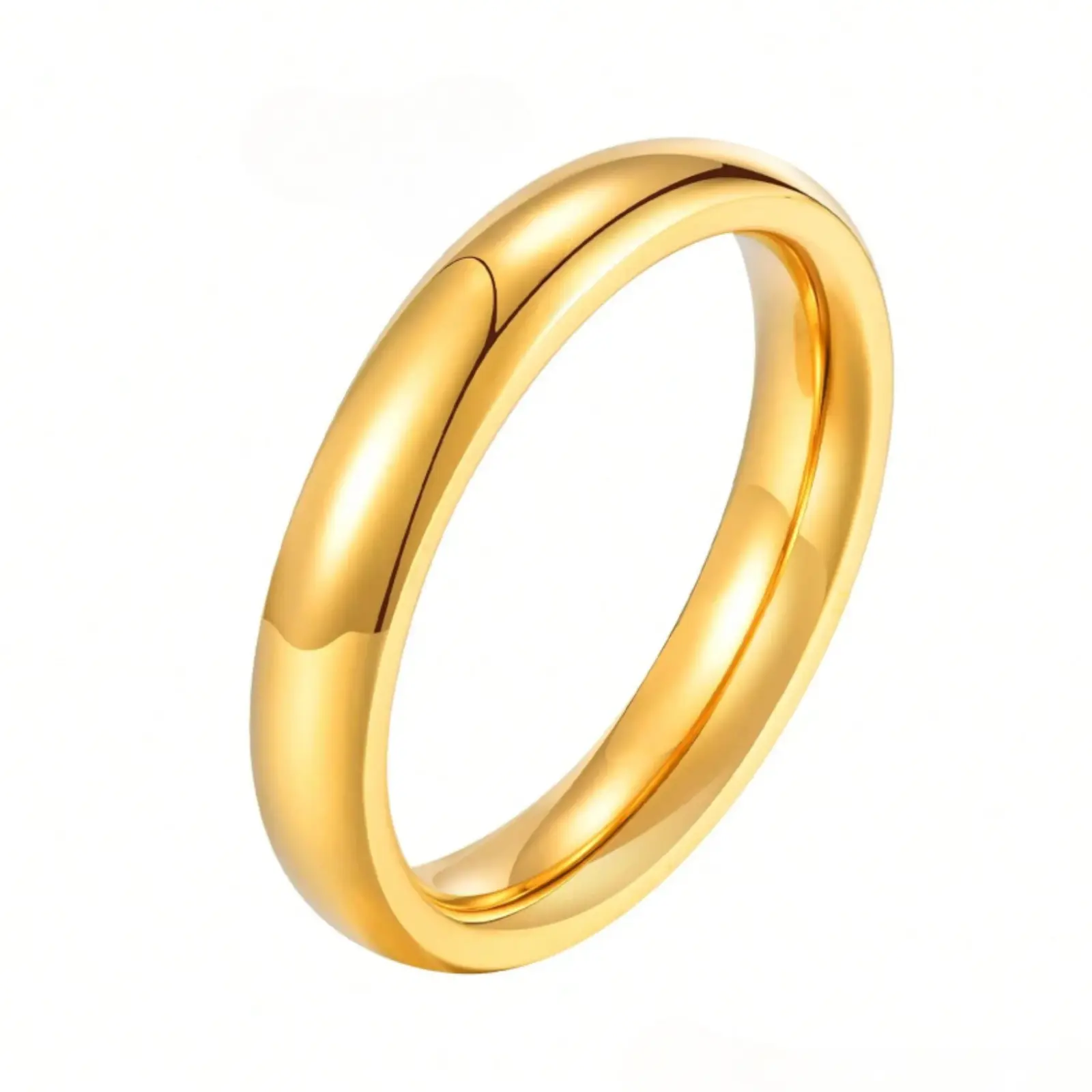 18K Gold Plated Men's Wedding Ring, 6mm Yellow Gold Couple Band, Lightweight Comfort Fit Ring, Sizes 5-12, Everyday Wedding Jewelry Gift