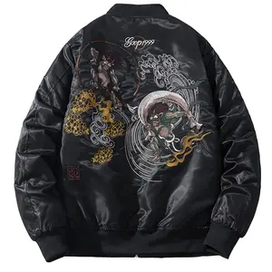 Men's Streetwear Bomber Jackets Windbreaker Techwear ghost embroidery pattern Clothes Flight Jacket for Men