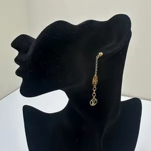 Pre-owned Louis Vuitton Logomania Gold Drop Earrings 0513GIA