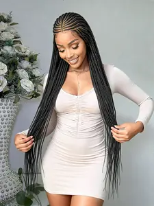 HD Full Lace Braid Headband Wig, Comfortable Simple Style, 200% Density Hand Hook Unique Design, Daily Wear, Straight Hair, All Seasons