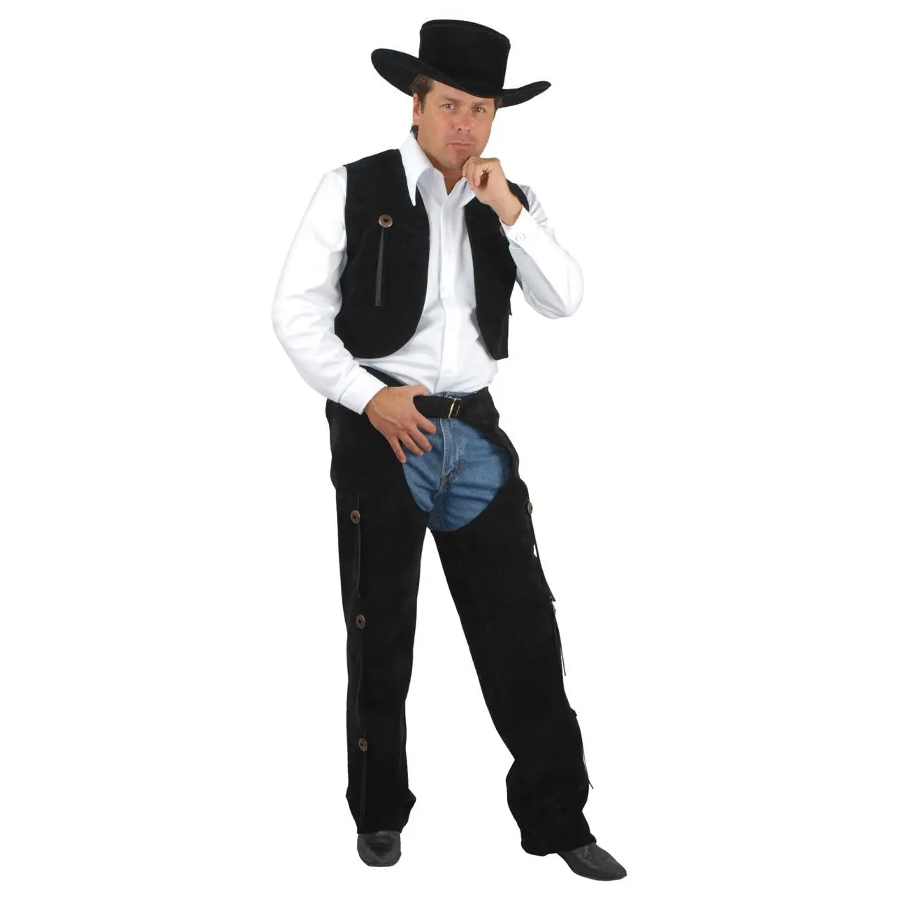 Cowboy Chaps & Vest Black