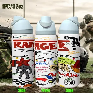 32 Oz Stainless Steel Insulated Cup, Gold Glitter Leopard Print, Gradient Sequins Animal Pattern, Leak-Proof Portable Water Bottle